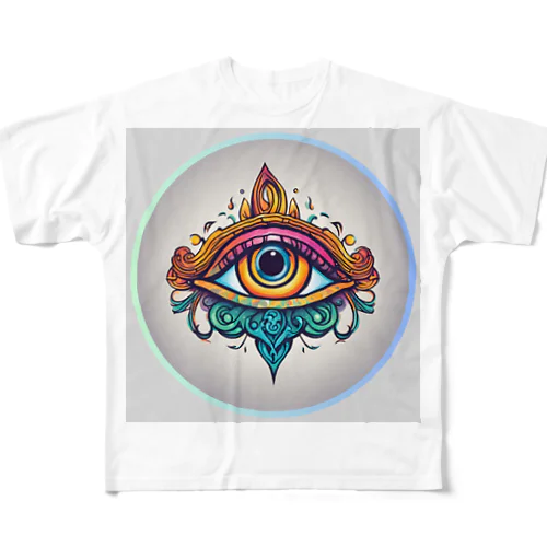 オレンジの第3のeye フルグラフィックTシャツ