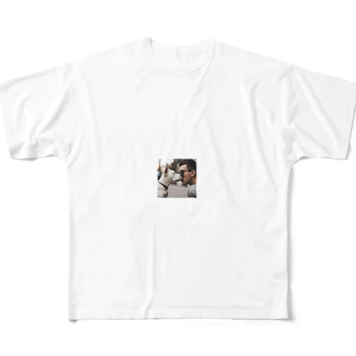 キスする犬グッズ All-Over Print T-Shirt