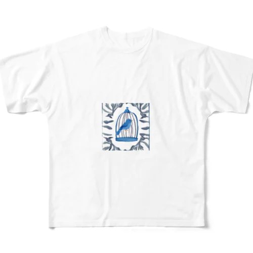 かごの中の青い鳥 All-Over Print T-Shirt