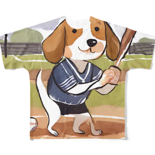 野球犬 All-Over Print T-Shirt