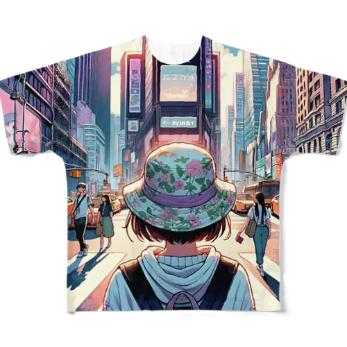 一人旅の少女 フルグラフィックTシャツ