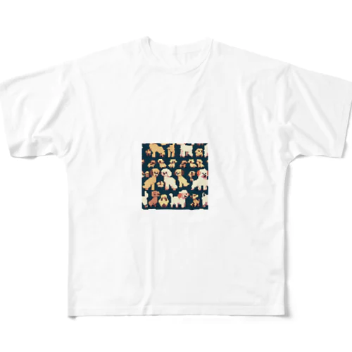 ドッド絵　トイプードル All-Over Print T-Shirt