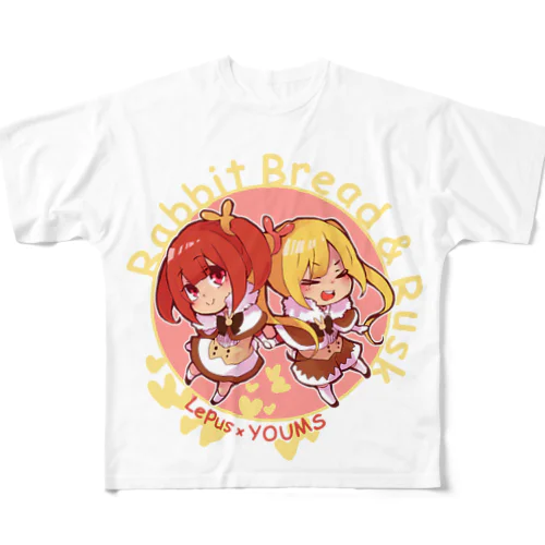 うさ食＆ラスク擬人化娘　ちびキャラver フルグラフィックTシャツ