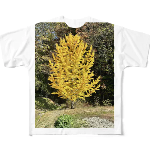 安曇野のイチョウの写真グッズ フルグラフィックTシャツ