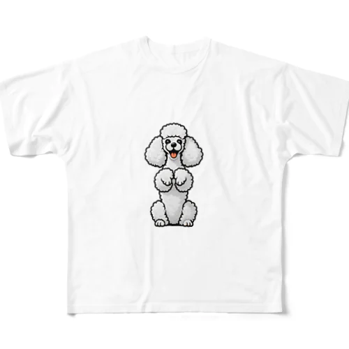ホワイトカラーのプードル（ちんちんポーズ） All-Over Print T-Shirt