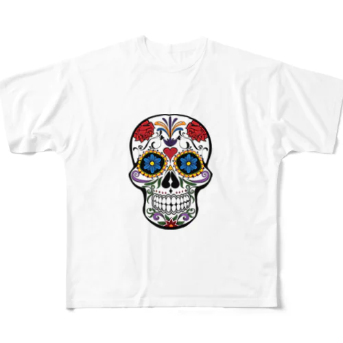 Colorful Skull   カラフル な スカル. はでな 頭蓋骨 All-Over Print T-Shirt