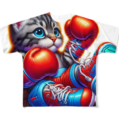 ボクサーになった猫 フルグラフィックTシャツ