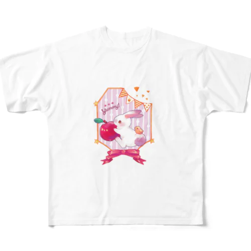 りんごとうさぎ フルグラフィックTシャツ