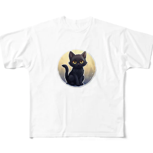 黒猫ちも３ フルグラフィックTシャツ