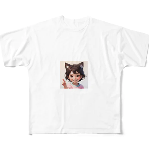 猫耳キャラクターグッズ All-Over Print T-Shirt