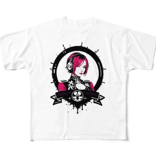 Cyberpunk DJ girl フルグラフィックTシャツ