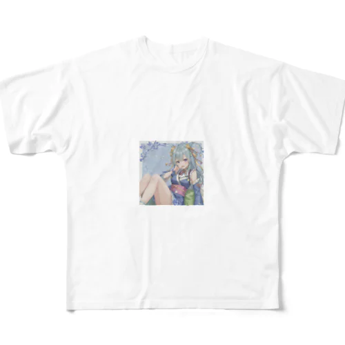 着物の少女 フルグラフィックTシャツ