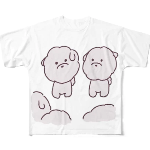 ふわもち犬の集い(井戸端会議) All-Over Print T-Shirt