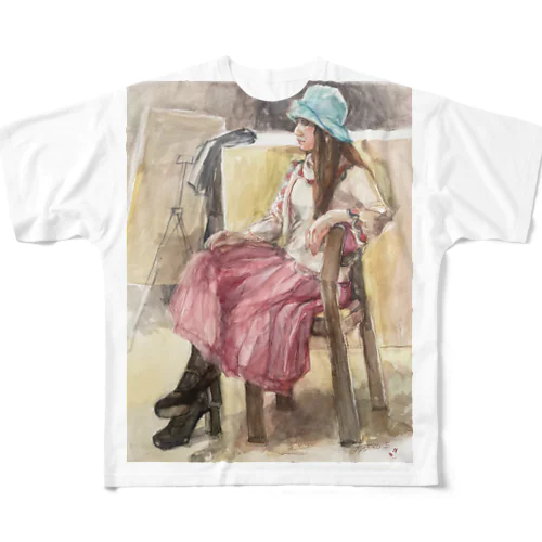 帽子の女性 All-Over Print T-Shirt