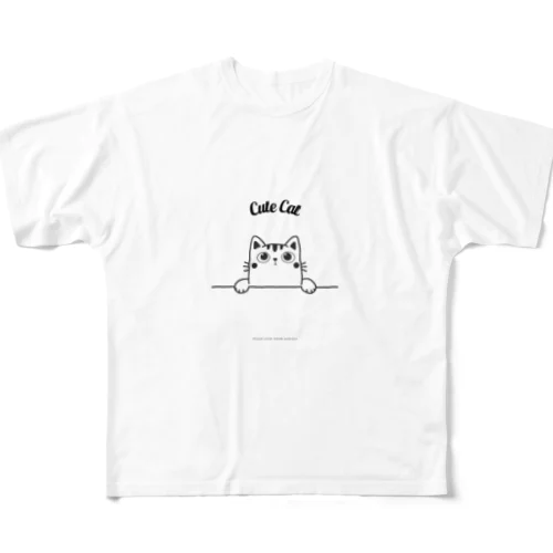 cutecat フルグラフィックTシャツ