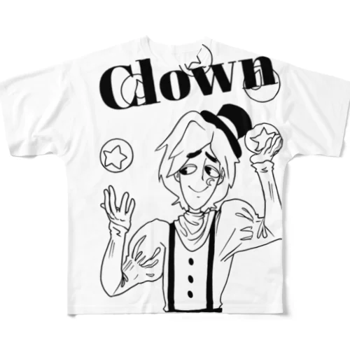 【ジャグラー】モノクロ クラウン･スペード All-Over Print T-Shirt