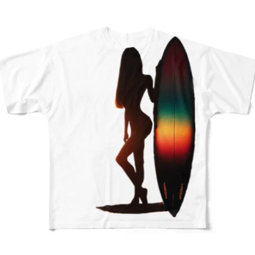 サーフィン女子 フルグラフィックTシャツ
