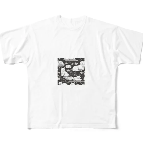 眠る白猫 All-Over Print T-Shirt