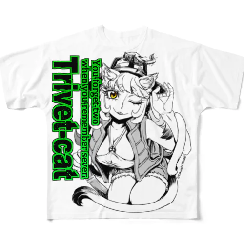 妖怪：五徳猫ｃ フルグラフィックTシャツ