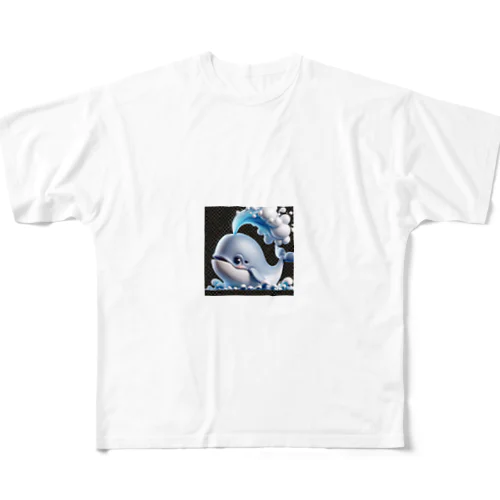 潮ふきクジラのモン太 フルグラフィックTシャツ