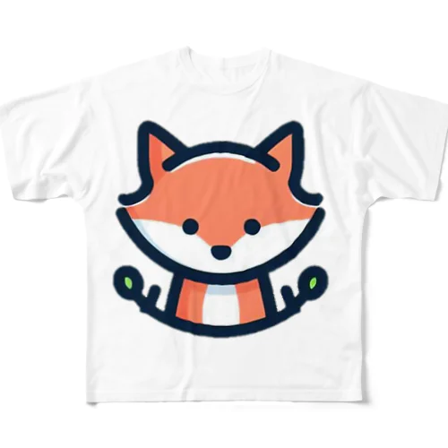 可愛い💕きつね🦊✨ フルグラフィックTシャツ