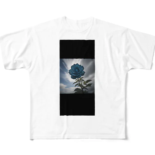 一輪の青い薔薇 フルグラフィックTシャツ