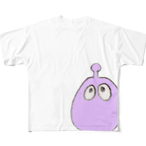 ぽにゃぽにゃ。パープル。 フルグラフィックTシャツ