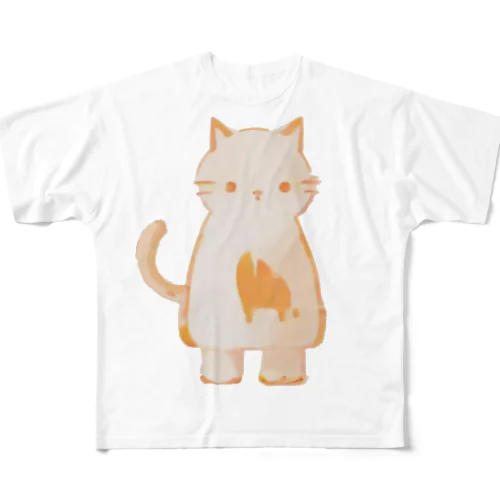 こぼしちゃったねこ フルグラフィックTシャツ