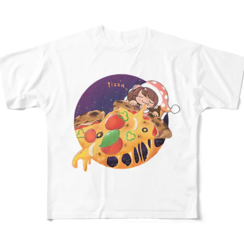 寝る ピザ 極楽 All-Over Print T-Shirt