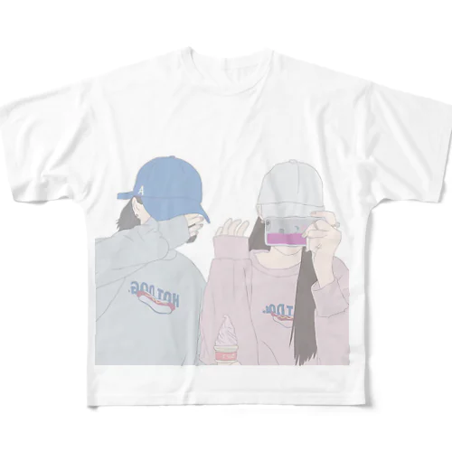 韓国系女子 フルグラフィックTシャツ