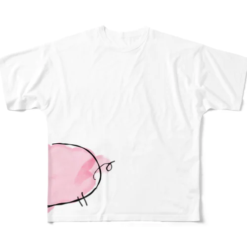 コトコト歩く！子豚のブー子 フルグラフィックTシャツ