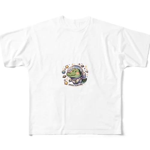 　宇宙飛行士ワニ All-Over Print T-Shirt