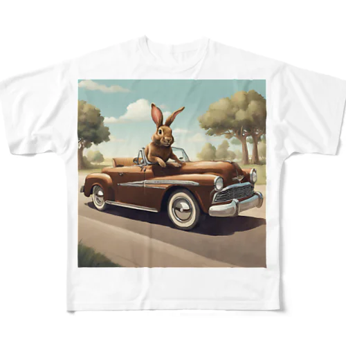 アメ車うさぎ フルグラフィックTシャツ