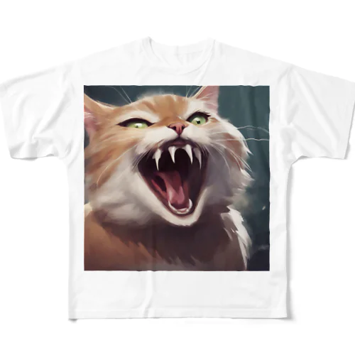 シャーッする猫 All-Over Print T-Shirt