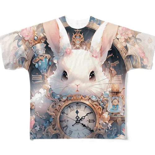 うさぎと時計｡.:*･ﾟ All-Over Print T-Shirt