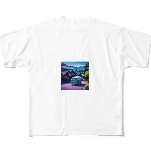 五箇山合掌造り集落（岐阜県）を旅するワーゲンバス All-Over Print T-Shirt