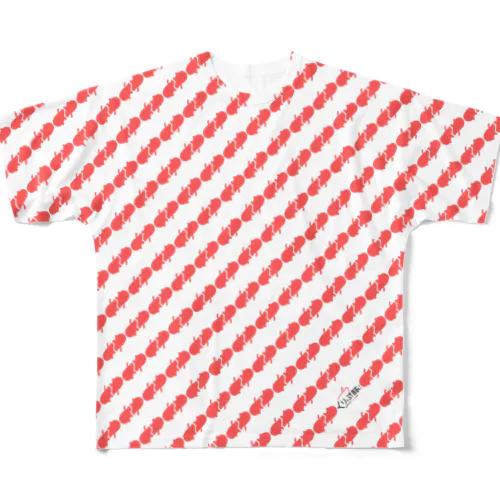 くりぷ豚 ピンクストライプ フルグラフィックTシャツ