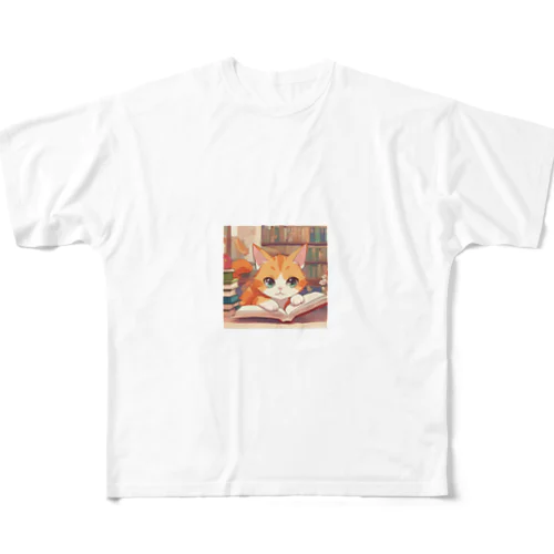 ほんよみかんねこ フルグラフィックTシャツ