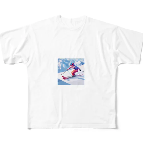 スキーしている美人 All-Over Print T-Shirt