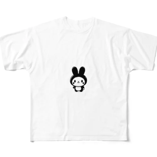 白黒うさちゃん フルグラフィックTシャツ