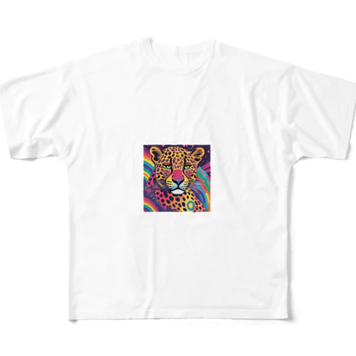 psychedelicなヒョウ フルグラフィックTシャツ