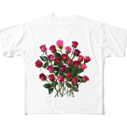 Redpink 23 Roses フルグラフィックTシャツ
