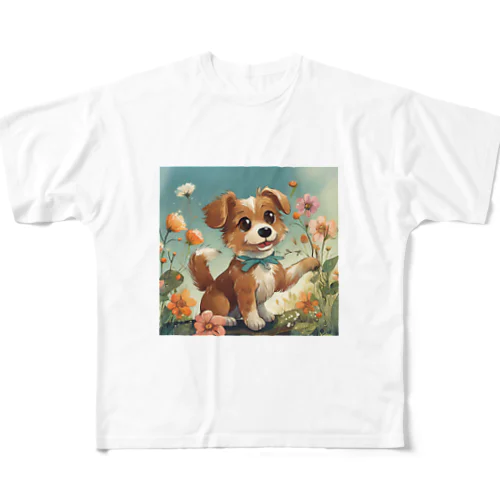 犬キラキラ フルグラフィックTシャツ