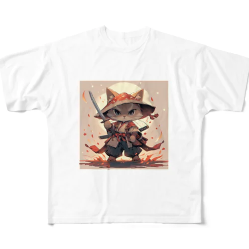 Neko Samurai All-Over Print T-Shirt