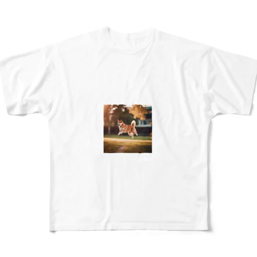 ジャンプするシバ犬 All-Over Print T-Shirt