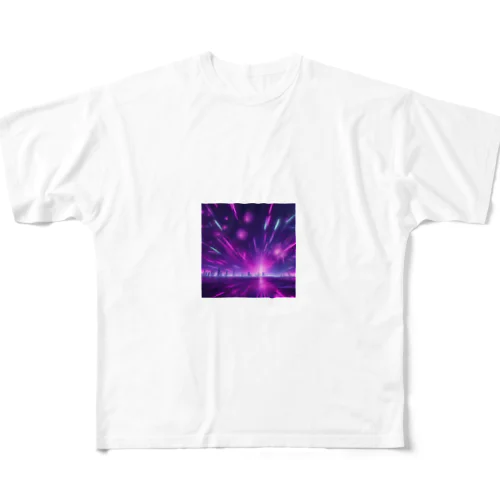 常に花火が打ち上げられている花火宇宙 All-Over Print T-Shirt