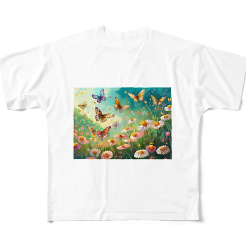 花とちょう All-Over Print T-Shirt