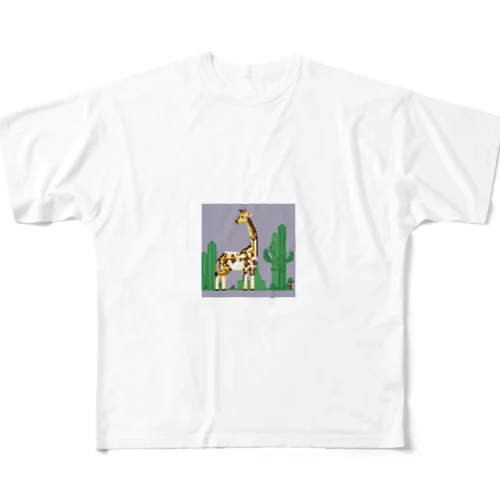 ドット絵のキリン フルグラフィックTシャツ