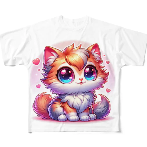 ふわふわ大目な可愛い猫 All-Over Print T-Shirt