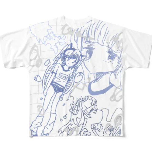 「しろくて、ニューゲーム！　▼」 フルグラフィックTシャツ